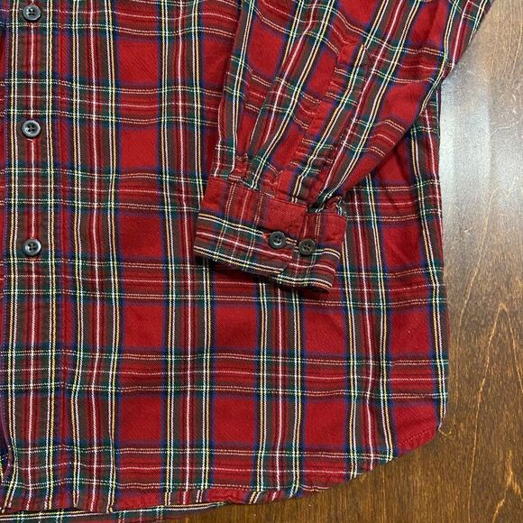 L.L. Bean Vintage Red Plaid Flannel Button Front Shirt Men's Tall Size Large - Picture 4 of 9